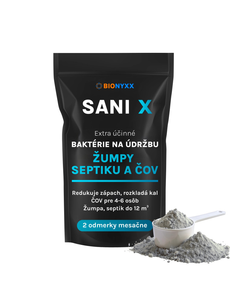 SANI X Extra účinné baktérie na údržbu žumpy, septiku a ČOV